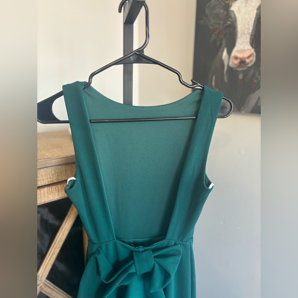 Lulus Current Exquisite Refinement Emerald Backless Bow Ruffled Maxi Dress - Picture 9 of 16
